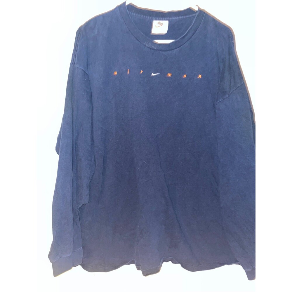 Vintage 90s Nike Air Max Long Sleeve Shirt Mens XXL Navy Blue Embroidered USA